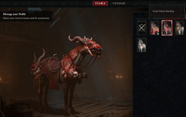 Новая броня для лошади в Diablo IV из свежего мяса